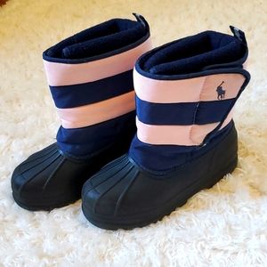 Polo by Ralph Lauren snow boots Pink blue Stripes Girls
